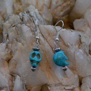Turquoise Skull Earrings- Handmade